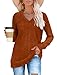 WIHOLL Fall Outfits for Women 2024 V Neck Long Sleeve Shirts Casual Tops Halloween Sweaters Trendy Caramel L