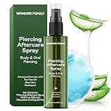 Piercing Aftercare Spray - Sterile Saline Solution for Piercings with Panthenol & Tea Tree Oil for Piercing Bumps - Lip, Body, Nose Rings, & Ear Piercing Cleaner - Keloid bump removal for piercings