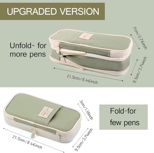 Image of Zqiue Big Capacity Pencil Cases with Compartments Pencil Pouch Aesthetic for Kids Teen Students, Expendable Stationery Organizer Pen Bag for College School Office