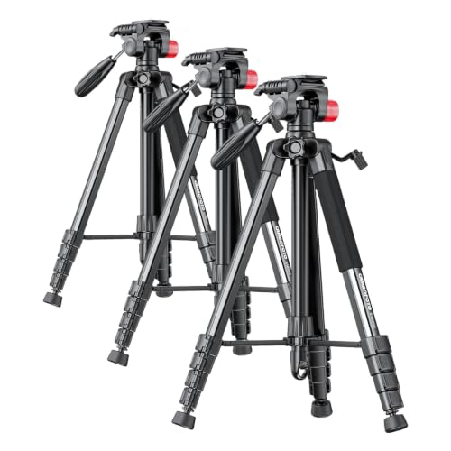 Image of CAMBOFOTO 74 inch-Camera-Tripod, Porfessional Aluminum Heavy Duty Tripod Stand for Mirrorless Camera /DSLR /Cell Phone /Camcorder, with Holder and Travel Bag (Pack of 3)