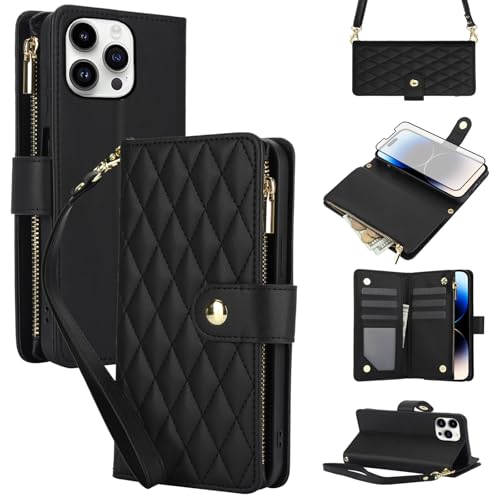 Coque iPhone 14 Pro avec fermeture éclair et porte-cartes Asuwish