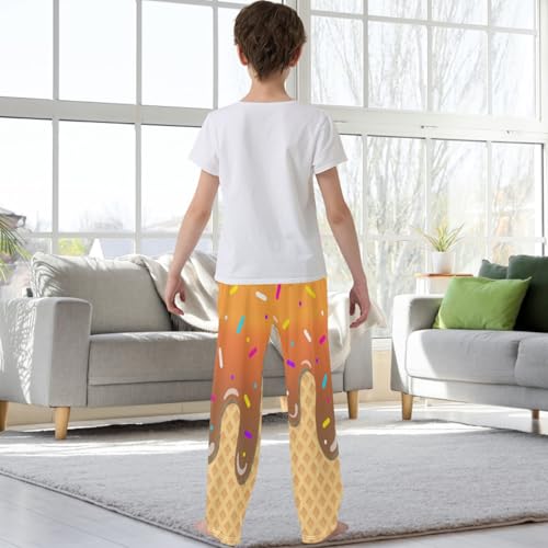 Boys' Pants Dark Orange Ice Cream Joggers Elastic Long Bottoms Trousers Sweatpant with Pockets Size 6-143