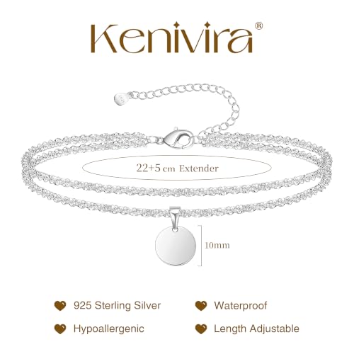 Image of Kenivira Sterling Silver Ankle Bracelets for Women,Gold Dainty Layered Waterproof Anklet for Women, Anklet Set Stackable Beach Gift Adjustable Size