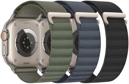 3 Stück Alpine Loop Kompatibel mit Apple Watch Armband 45mm 44mm 46mm 49mm 42mm für Damen Herren, Sport Loop Nylon Sportarmband mit C-Haken für iWatch Ultra 3 2 SE Series 11 10 9 8