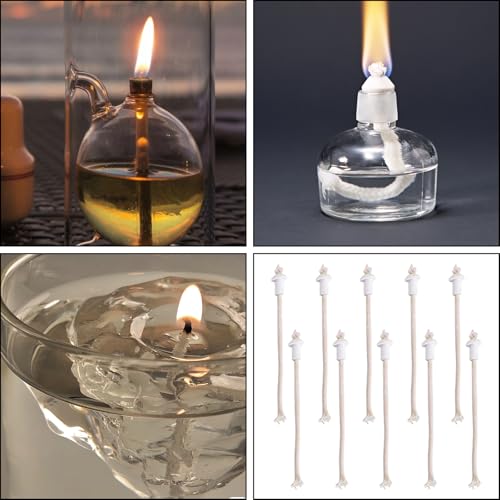 10 mechas para lámpara de alcohol con soporte cerámico miniatura 2