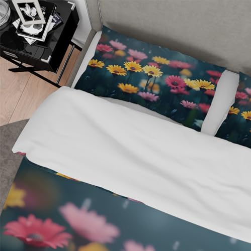 Housse de couette bohème en microfibre douce imprimée de fleurs multicolores