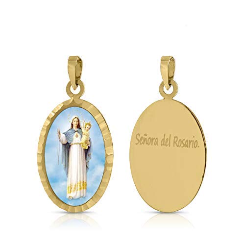 Collier Vierge du chapelet en or jaune, pendentif ras du cou or véritable femme et fille