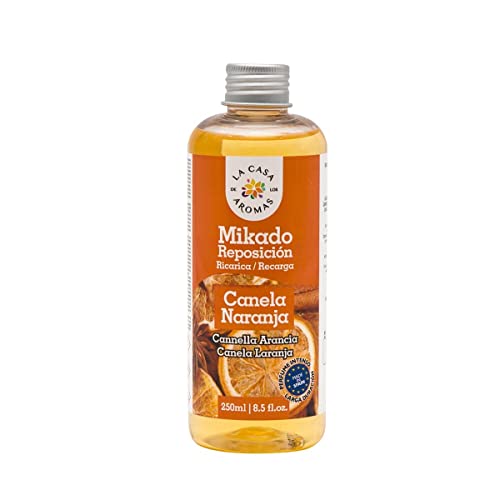 Casa De Los Aromas Mikado Reposicion Canela Naranja 250 Ml. Sin Varillas