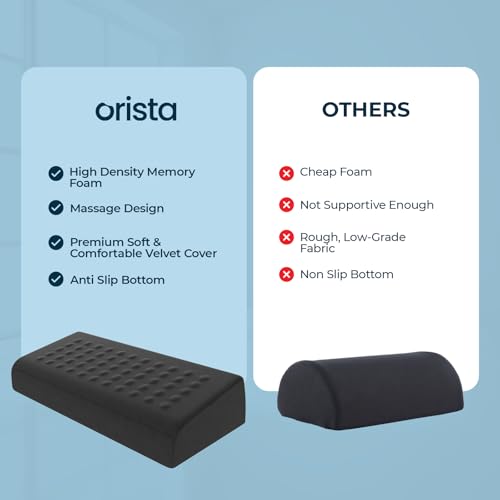 Image of Orista Ergonomic Memory Foam Footrest for Under Desk - India's 1st Massage Textured Surface Foot Stool for Office & Home - High-Density Support for Back, Knee & Hip Pain Relief