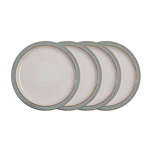 Denby 380048905 Elements 4 Piece Dinner Plate Set, Light Grey/White, 26.5*26.5*3 centimeters