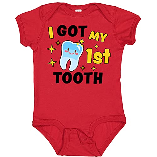 inktastic I Got My 1st Tooth with Cute Tooth Baby Baby Bodysuit 18 Months Red 33730