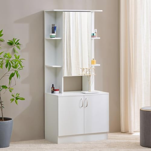 Image of Home Centre | Helios - Alton | Engineered Wood | Dresser Mirrors | White | 1 Year Warranty