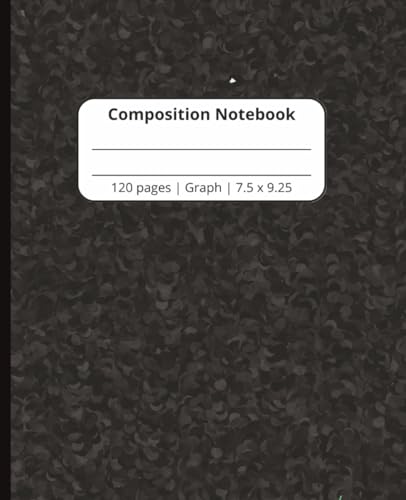Black Graph Paper Composition Notebook – 5x5 Grid, 7.5x9.25, 120 Pages | Grid Notebook for Math, Drawing, Technical Sketching | Great for Office or School image 2