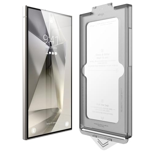 elago Tempered Glass+ Screen Protector Compatible with Samsung Galaxy S24 Ultra, 9H Surface Hardness, Anti-Fingerprint, Shatter-Proof, Curved Full Coverage, Scratch Protection, Crystal Clear Clarity by elago - Used condition - US$7.43