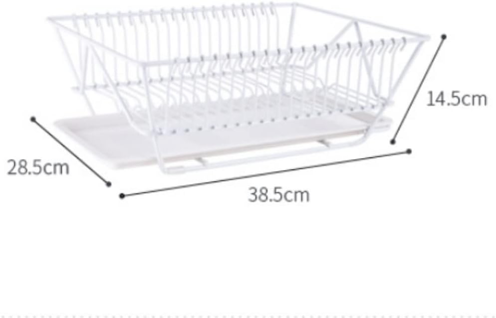 Dish Drying Rack Tableware Holder Kitchen Dish Rack with Drainboard Countertop Utensil Organizer Storage for Home Black White Drying Rack Kitchen(White)