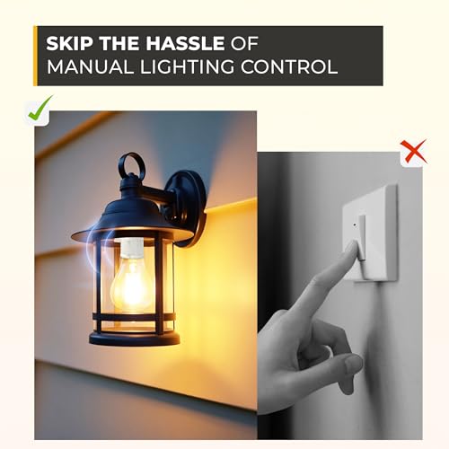 Touch & Glow - Dusk-to-Dawn Light Control - Automatic Light Sensor Socket - Outdoor Bulb Socket - Energy Efficient - Easy Installation - Day Night Light Sensor for Driveway, Patio, Lawn (White)
