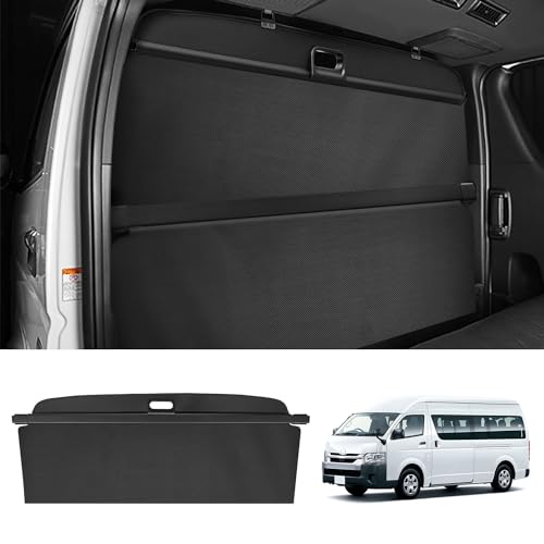 Virauto トヨタ ハイエース 200系 トノカバー ロールシェード HIACE 200 標準ボディ S-GL 2004年8月～現行 プライバシー 保護 車用リアボード ラゲッジ収納 車種専用設計 耐高温 荷室整理 断熱 遮光 PVC材質 撥水性 盗難防止 取付簡単 ドレスアップ 内装パーツ 1Pセット (カーボン調, ハイエース 200系 標準ボディ)