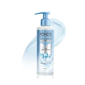 Pond's Hydra Miracle Hydrating Gel Body Lotion | Gives Hydrated Plump Skin| Hyaluronic Acid & Vitamin E & Niacinamide Infused Quick Absorbing Non-Sticky Gel Moisturizer, 180ml