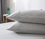 KAIANG Pillowcase Set, 100% Cotton Jersey Knit, Light Gray, Queen Size