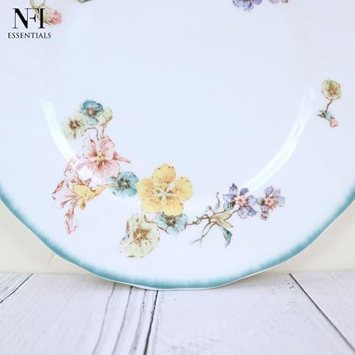 Image of NFI essentials 8 inch Ceramic Quarter Plate with Elegant Blue Floral Design, Premium Serving Plate for Snacks, Desserts, Breakfast & Appetizers, Microwave & Dishwasher Safe