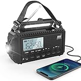 5000mAh Emergency Weather Radio, Solar Hand Crank Portable NOAA Alert Radio with AM/FM/Shortwave for Survival&Home,Digital Tunner,LCD Display,Reading Lamp, Flashlight,Headphone Jack,Phone Charger&SOS