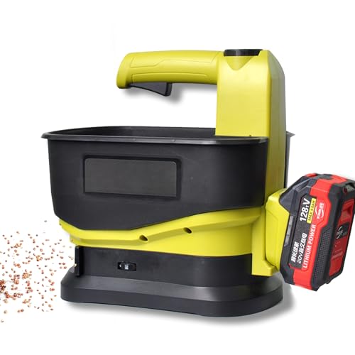 Épandeur de semences sans fil 5,5 L Épandeur d'engrais portatif Épandeur de graines de pelouse 4,0 Ah Épandeur de sel alimenté par batterie Débit variable, largeur de dispersion réglable, semences