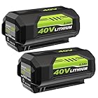 2Pack 6.0Ah OP4026 Replacement for Ryobi 40V Battery High Capacity Compatible with All Ryobi 40Volt Lithium-Ion batteries OP4060A1 OP40601 OP4075A OP4050A OP4026A OP40201 OP4040 OP401 Power Tools