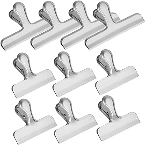 Clips de Bolsa de Acero Inoxidable, 10pcs Pinzas de Bolsa Clips de Cerrar Alimentos, Clips de Bisagra Sello Hermético Cover