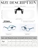 Copkim 6 Pairs Clip on Reading Glasses Flip up Magnifying Clip on Lens Blue Light Blocking Non Prescription Reading Glasses(1.5 X)