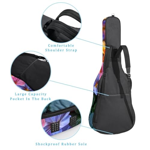 Housse de guitare acoustique 41 pouces multicolore avec poches