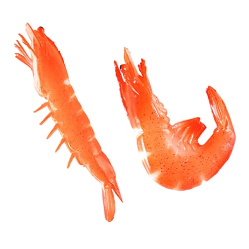 KOMBIUDA 1set Simulated Red Shrimp Models for Educational Prawn for Food Photography Props Decoration Safe Easy to Clean and Vivid Appearance 2pcs