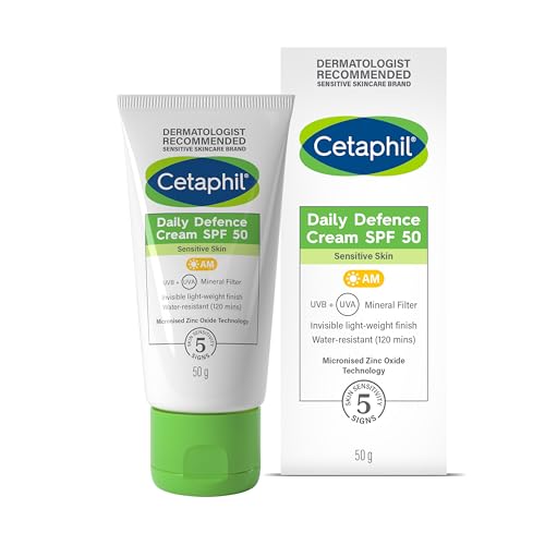 Cetaphil Daily Defence SPF 50 Face Cream, Mineral Sun Cream, Fragrance Free and Non-Comedogenic, 50g