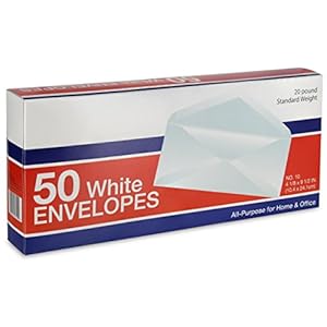 Emraw White All-Purpose Envelopes #10 Business Size 4-1/8 x 9-1/2 Inch – 50/Box – for Office & Home Use
