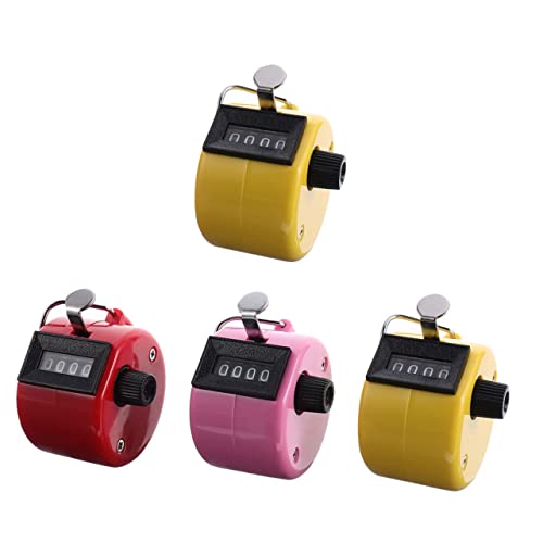 Kisangel Mini Counter 4 Mechanical Hand Held Plastic Finger Clicker No Battery Count 9999 for Various Uses Random Color