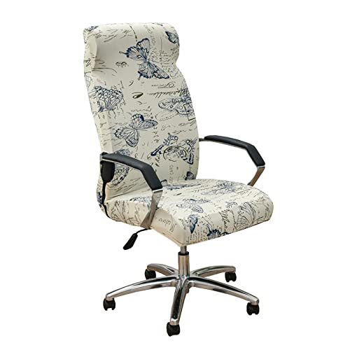 JHLD Stretch Office Chair Covers Large, 1 Piece Computer Office Chair Covers Printed Rotating Chair Slipcovers Soft Spandex with Zipper Desk Chair Covers for Office Chair -D-Medium