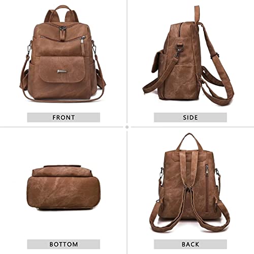 Wyfjnx Pu Leather Backpack Purse For Women Fashion Multipurpose Design Handbag Ladies Shoulder Bags Travel Backpack Brown #TOP2