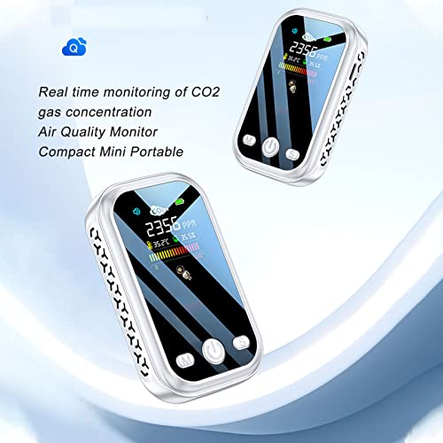 Luftqualitätsmessgerät, CO2-Detektor, NDIR-Erkennung, Typ C, Ladetemperatur, Luftfeuchtigkeit, CO2-Messgerät, Tragbarer Luftqualitätsmonitor (Weiß)