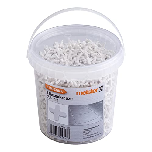 Meister Tile Spacers 2.5 mm, Practical Set of 1700 Pieces, Made of Robust Polypropylene