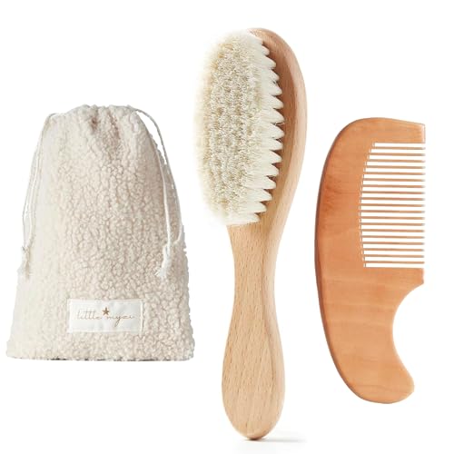 MYZI Baby Hair Brush Set – Baby Brush and Comb Set Newborn, Baby Comb and Brush Set Boy and Girl, Newborn Hair Brush and Newborn Comb – Baby Gift Set