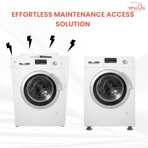 Image of SoraChi Washing Machine Stand Set of 4 Anti Vibration Pads | Elevated Plastic Feet Reduce Noise & Vibrations | Protects Against Water Damage Rust | for Front Load Top Load Semi Automatic (6.5x12.5cm)