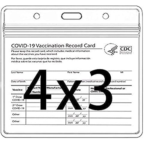 CDC Vaccination Card Protector 4 X 3 Inches Vaccine Record Card Protective Sleeve Made of polyethylene with Waterproof Sealing Zipper and Lanyard (3PCS) Cover