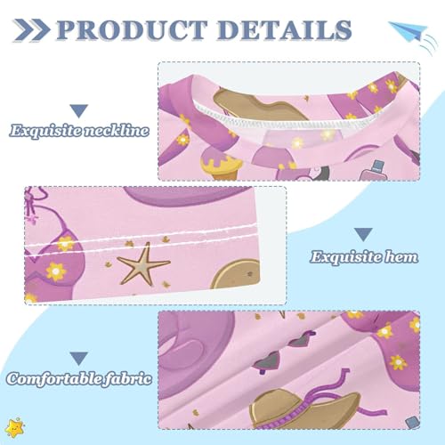 ALAZA Kids Rash Guard Girls Toddler Swim Shirts Short Sleeve Purple Flamingo Summer UPF 50+ 3T3