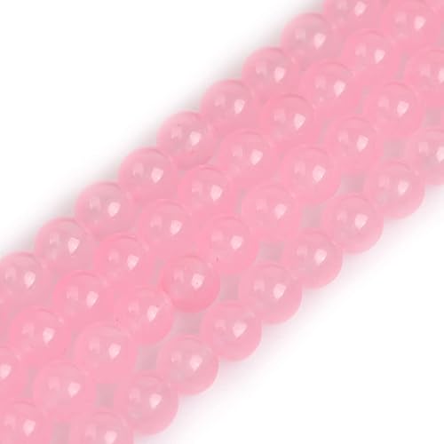 JOE FOREMAN Cuentas redondas de piedra natural de jade rosa de 0.315 pulgadas para hacer joyas, cuentas de 15 pulgadas, piedras semipreciosas,