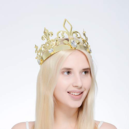 Dczerong King Crown Costume Round Metal Crystal Tiara Adult Male Standard Size Crowns Men Birthday Prom Homecoming King Crowns Gold Cake Topper Bridal Wedding Cosplay King Crown Tiara #TOP7