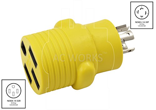 Ac Works Ev Charging Adapter For Tesla Use (L14-20 20A 4-Prong Locking To 50A Rv/Tesla) #TOP1