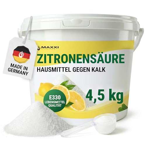 4,5 kg Zitronensäure Citric Acid E330 Lebensmittelqualität im wiederverschliessbaren Eimer - ökologischer Entkalker und Säuerungsmittel