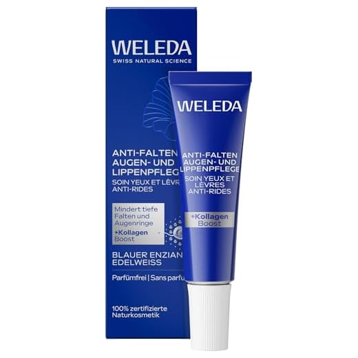 WELEDA Bio Anti Falten Augenpflege & Lippenpflege Blauer Enzian & Edelweiß - Naturkosmetik Augencreme/Lippencreme mindert tiefe Falten, Augenringe, Tränensäcke & Schwellungen (vegan, 10ml)