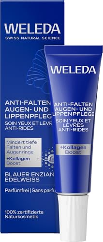 WELEDA Bio Anti Falten Augenpflege & Lippenpflege Blauer Enzian & Edelweiß - Naturkosmetik Augencreme/Lippencreme mindert tiefe Falten, Augenringe, Tränensäcke & Schwellungen (vegan, 10ml)