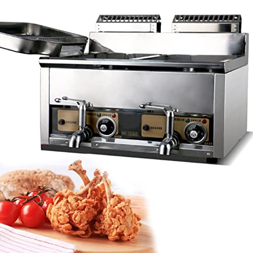 Gas Deep Fryer Electric Modern Deep Fryer Stainless Steel 20 Liters 25 Liters 40 Liters Oil Fryers, with Temperature Setting View Window, Stainless Steel, for Kitchen, Thermostat 50-230°C