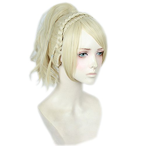 magic acgn  Lunafreya Nox Fleuret Blonde Curly Game Hair Cosplay Wig Halloween Wig